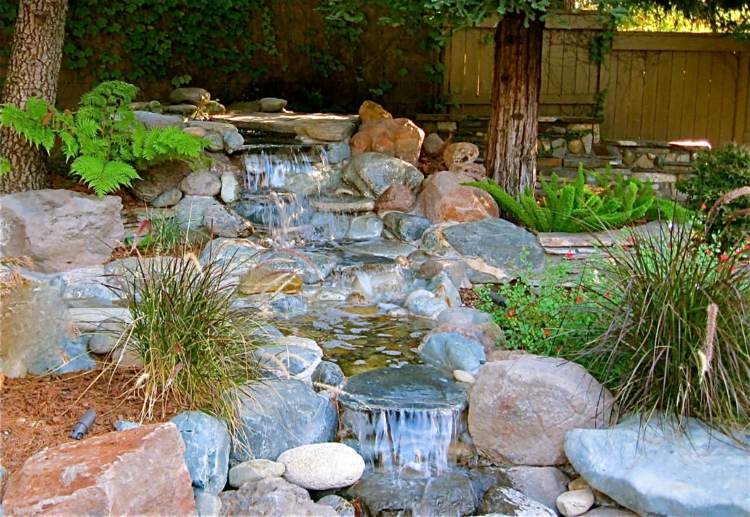 bäck rock trädgård vattenfall graeser trädgård design idé