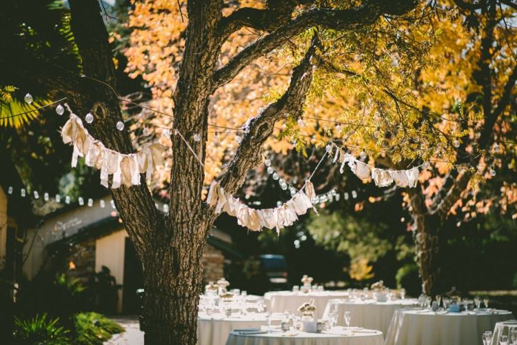 Planerar det perfekta trädgårdsbröllopet Dekorationsidéer Tabeller täcker sagoljus