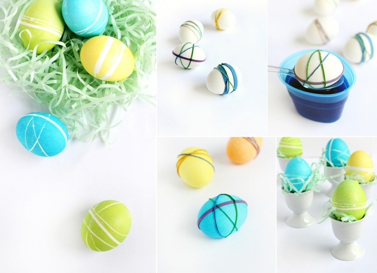 Färg vackra ägg med mönster elastiskt band eller snöre