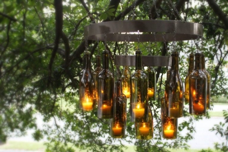 dekoration från flaskor ljuskrona ljus design romantik