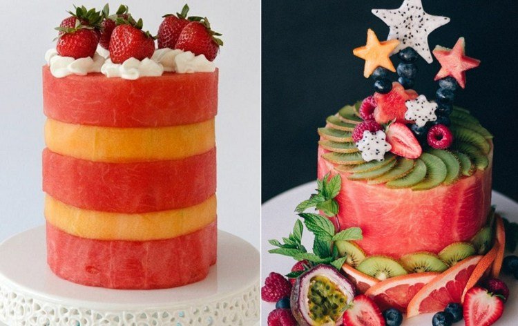 Stapla honungsmelon och vattenmelon eller använd exotiska frukter för att dekorera