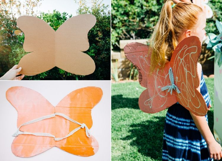 Gör fjärilsvingar av kartong - barn målar själva vingarna