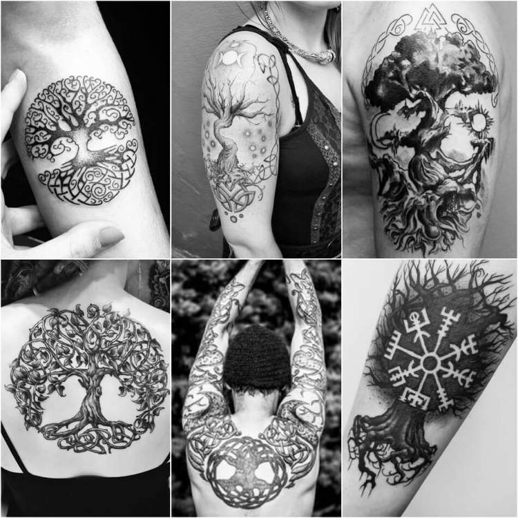 Viking symboler träd tatueringar inspiration