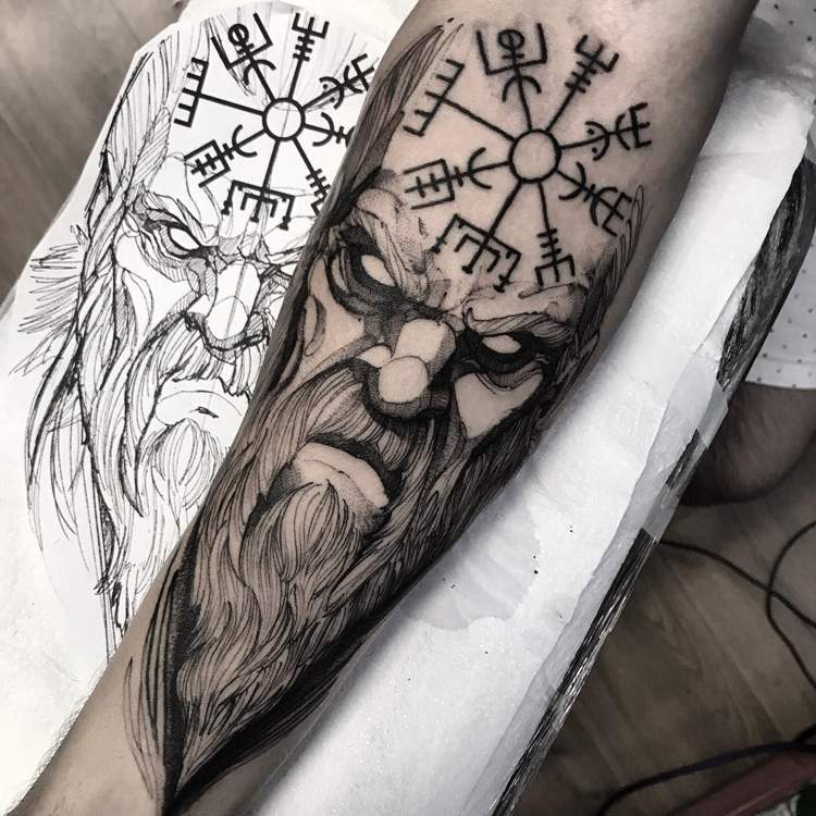 Vegvisir Compass Viking Odin Underarm Tattoo