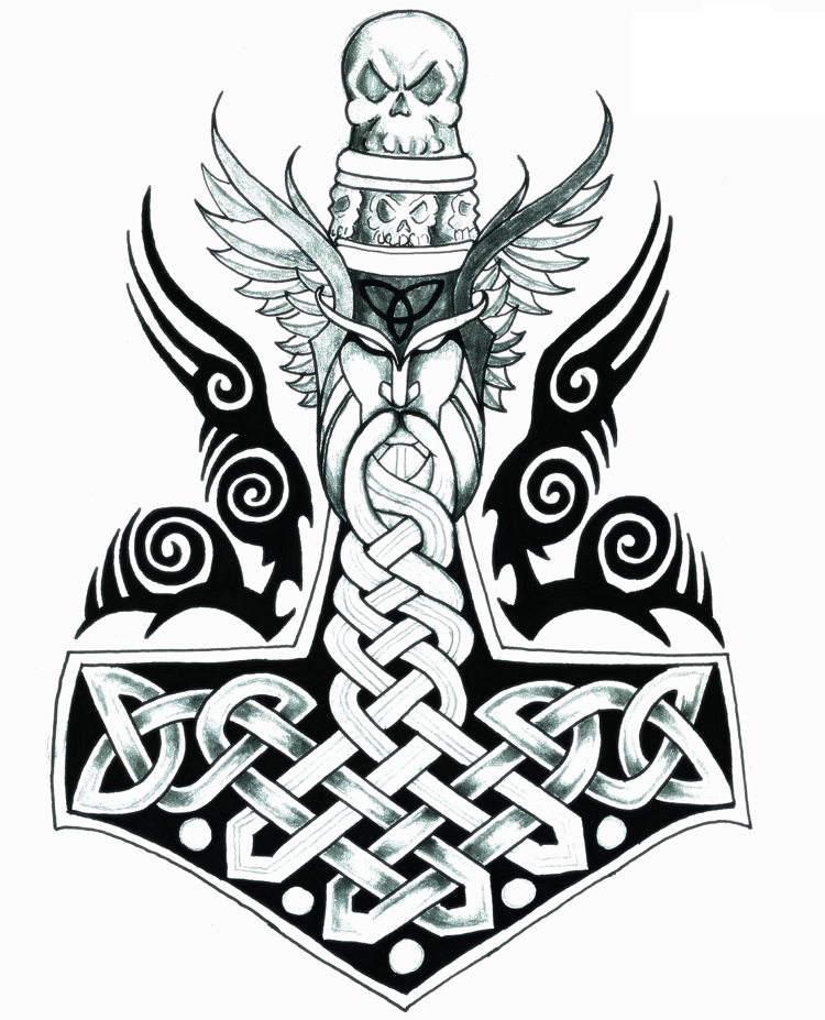 Mjolnir tatueringsmall Thor Norse Viking Symboler
