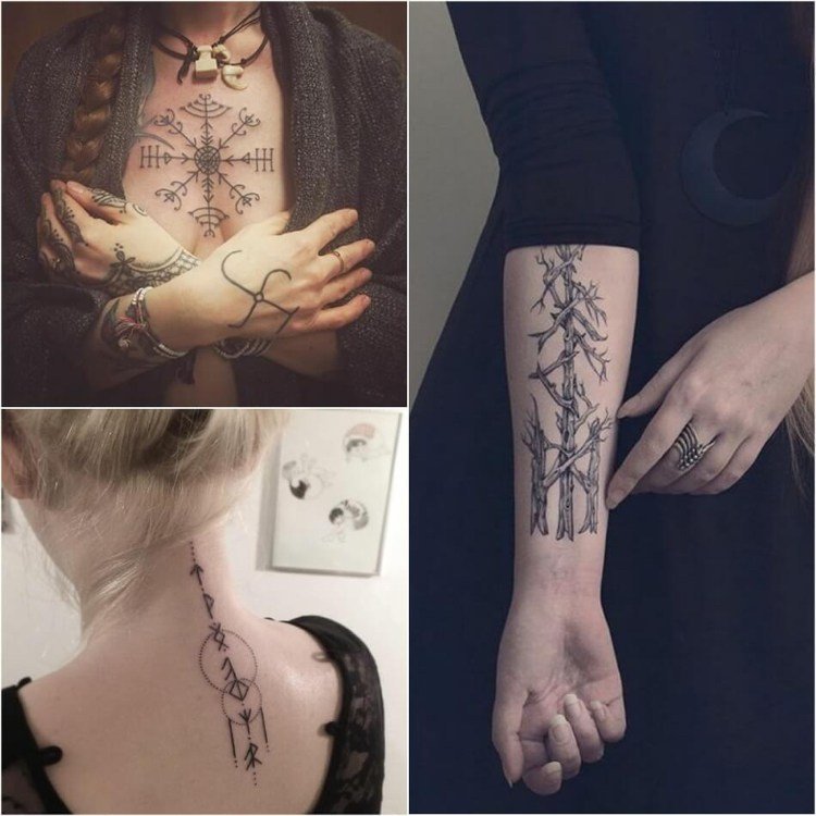 Nordiska symboler runor tatueringar kvinnor idéer