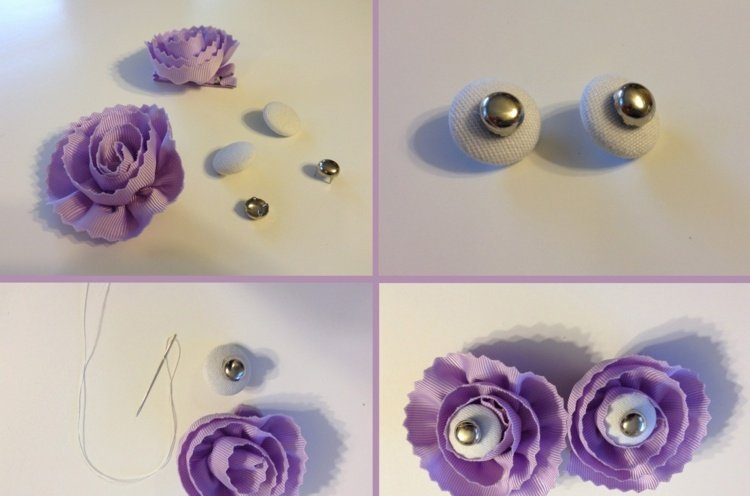 Gör blöjkaka själv lila-ögon-blommor-sy-enkel-idé