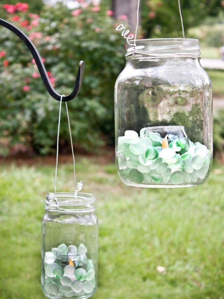 Lyktor för trädgårdsfesten glas-hängande-glasstenar