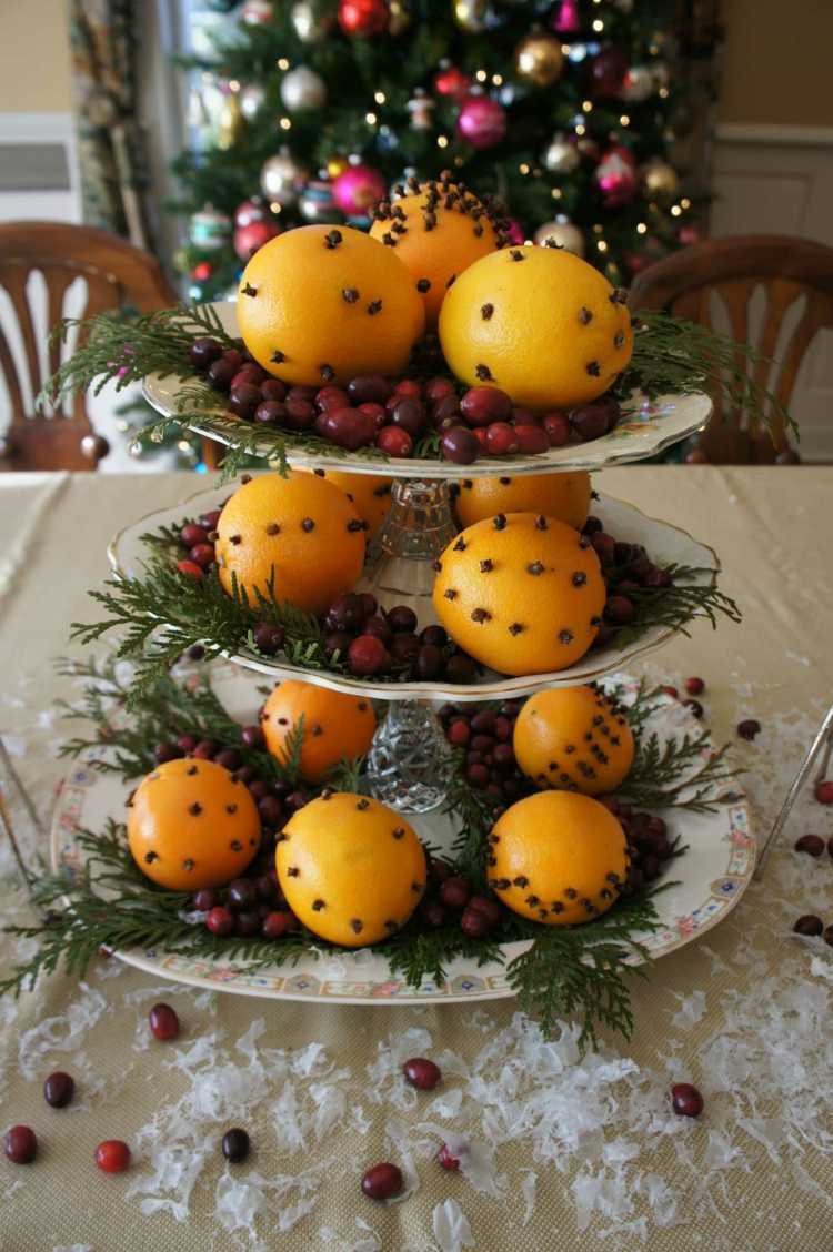 vinterbord dekoration gör dig apelsiner dekoration idé dessert står för jul