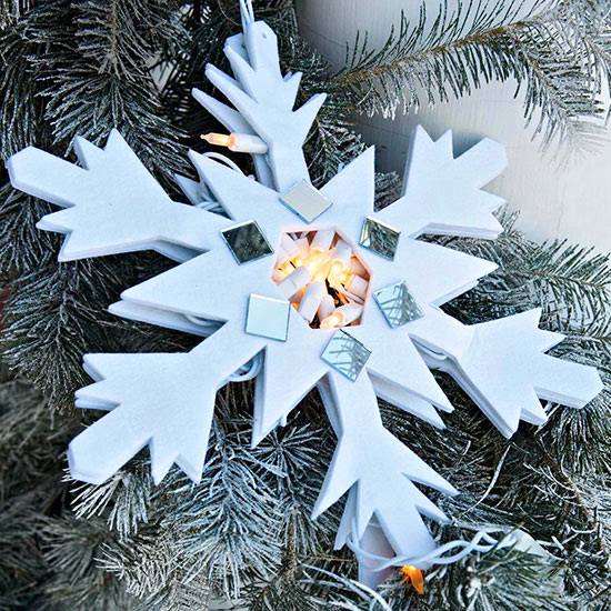 Gör filt snöflingor lätt kedjor mellan speglarna själv