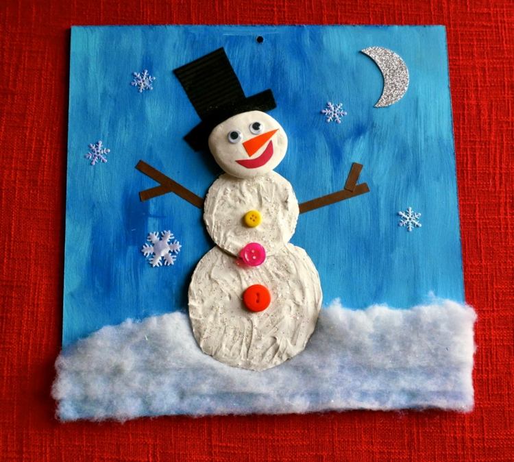vinterdekoration tinker barn salt deg snögubbe målning bomull