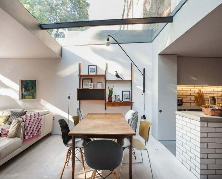 vinterträdgård för vardagsrum-design-modern-takfönster-kök-tegel