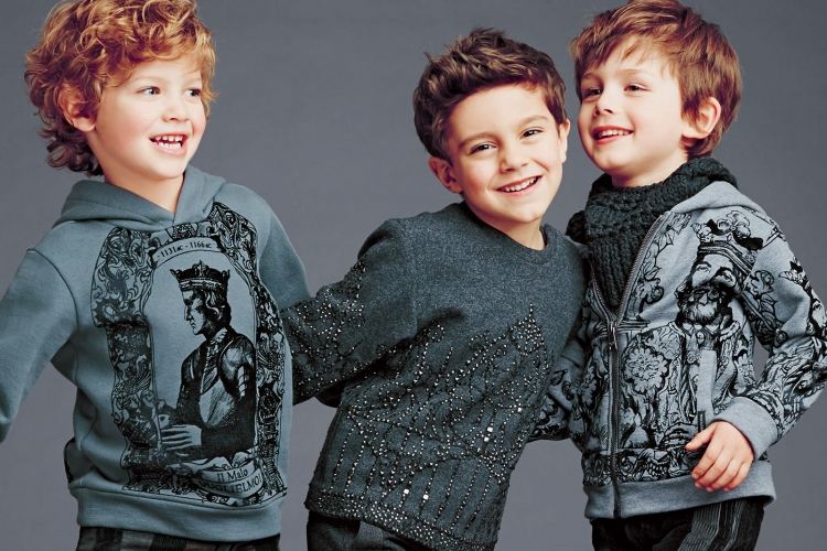 Vintermode 2015 för små pojkar Dolce-Gabbana-tröja-tröja-grå ton