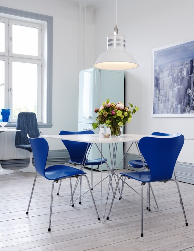 Indigo blå-effekt av-färgerna köksstolar-bord matsal möbler
