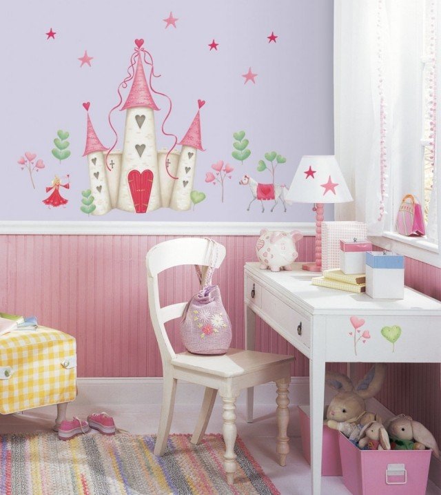 Barnkammare-för-tjejer-bifoga-moderna-vägg-klistermärken-lila-rosa