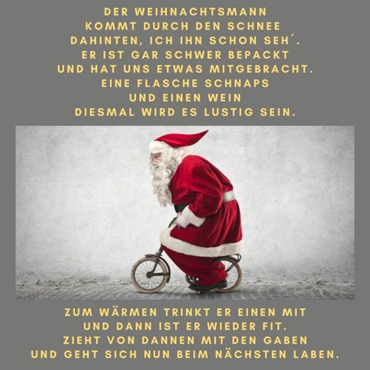 Roliga bilder och önskningar om julkort med jultomten på cykel och rim