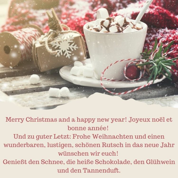 Önskar julkort på tyska och engelska med humor
