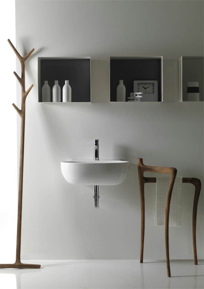 Inbyggd väggbräda-fyrkantig design-badrum fåfänga-set rustika accenter