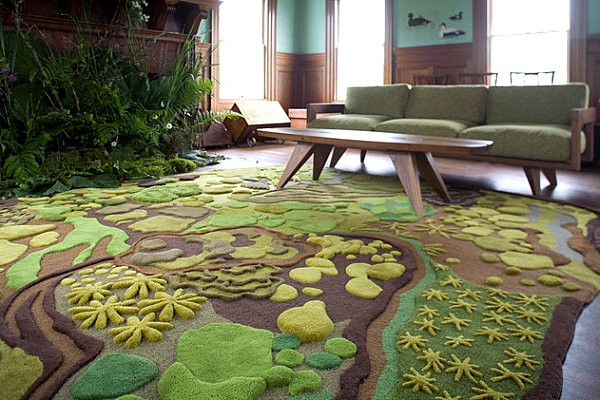 Fluffig matta design-grönt golv