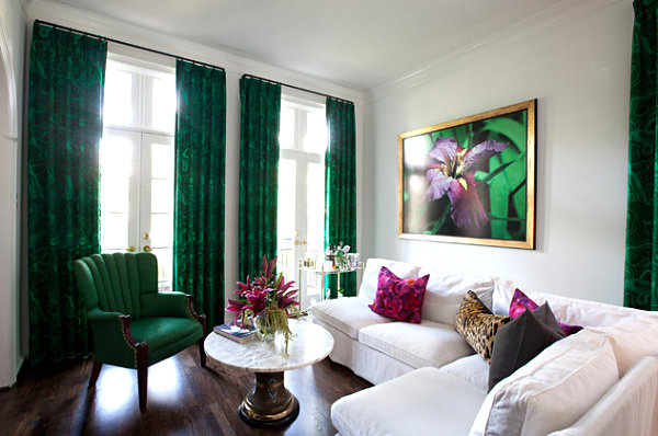 Mörkgröna gardiner vardagsrumsmöbler design