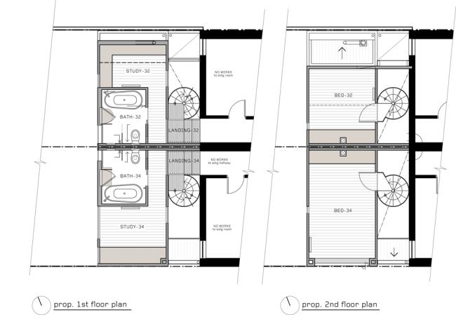 designhus på första våningen som består av två byggnader