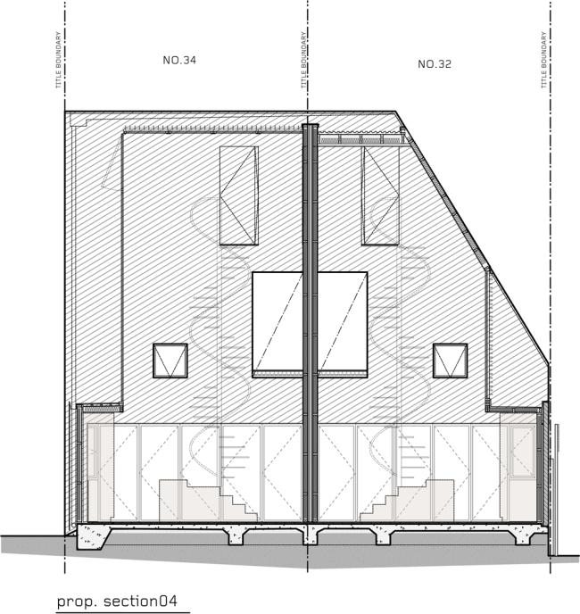 sektion designer bostadshus av två byggnader