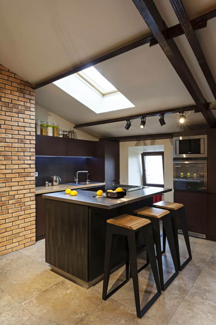 levande-idéer-svart-design-idé-kök-tegel-accent väggfönster