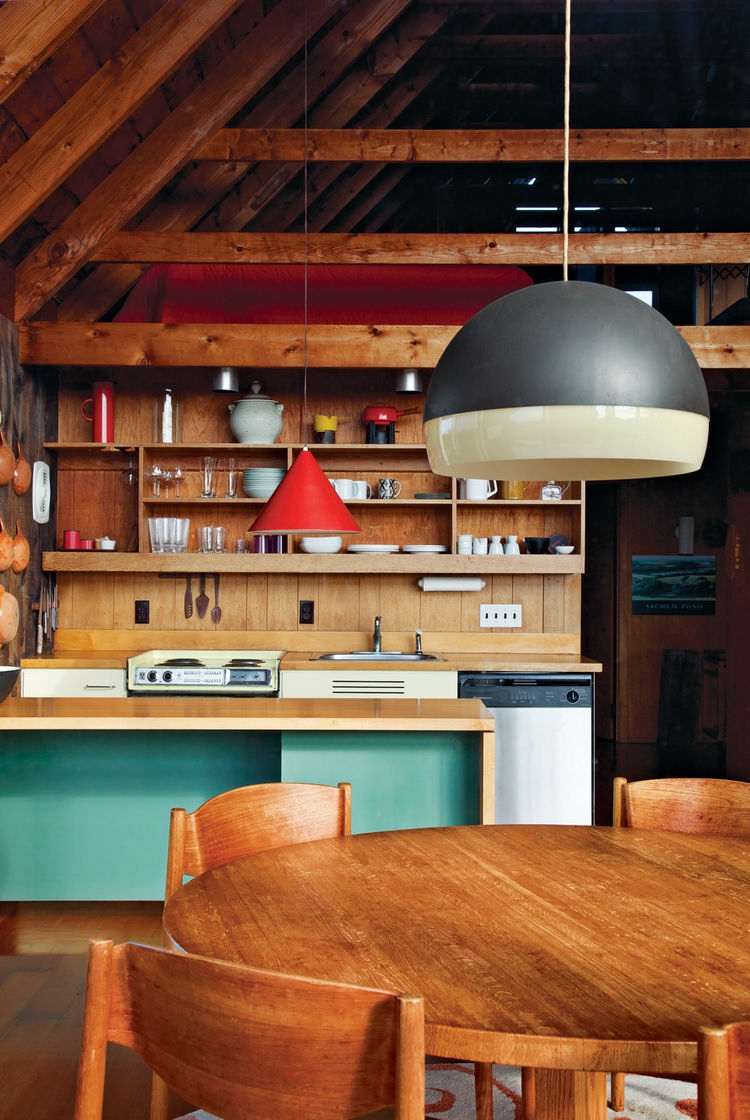 levande idéer rustik trämöbler köksdesign rund matbordslampa