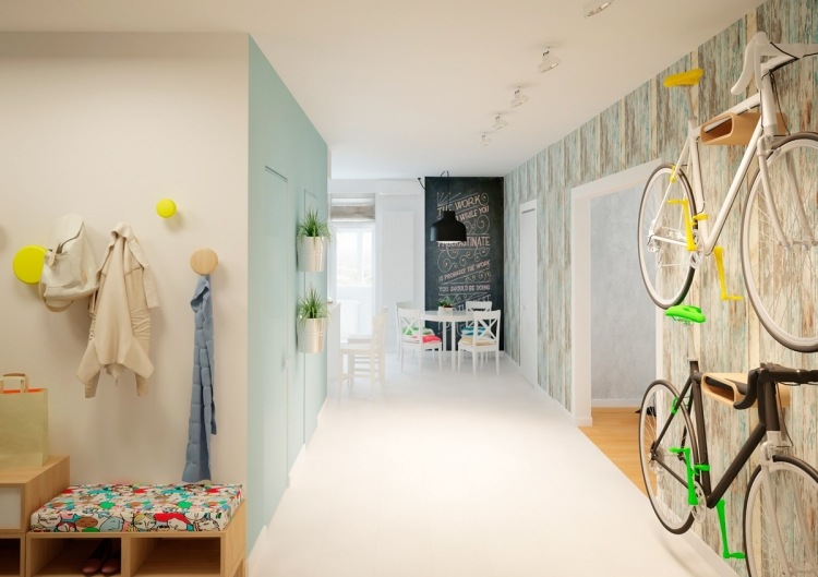 inspiration levande hall-cykel-förvaringsvägg