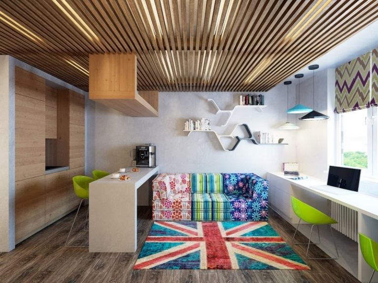 levande inspiration loft vardagsrum-kök-köksbänk