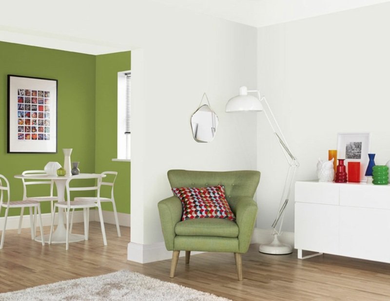 Vardagsrumsdesign-färg-vardagsrum-grön-vit-färg