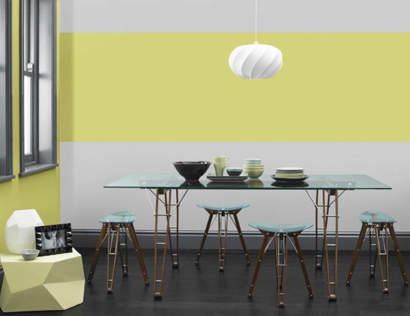 Vardagsrumsdesign-färger-gul-vit-matsal i skandinavisk stil