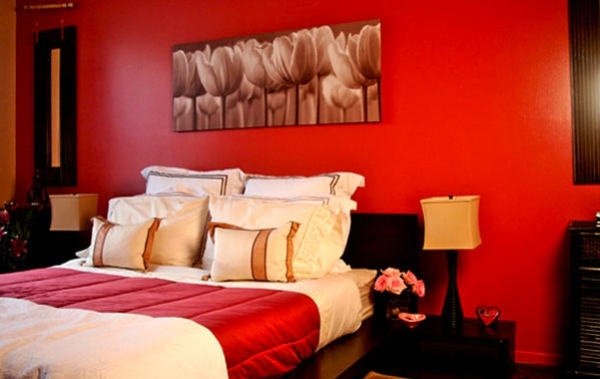 rött sovrum vägg design-färger enligt-feng shui undervisning
