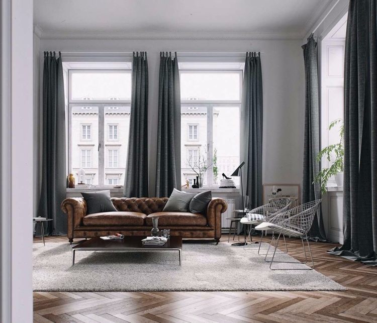 Läder Chesterfield-soffa som blickfång