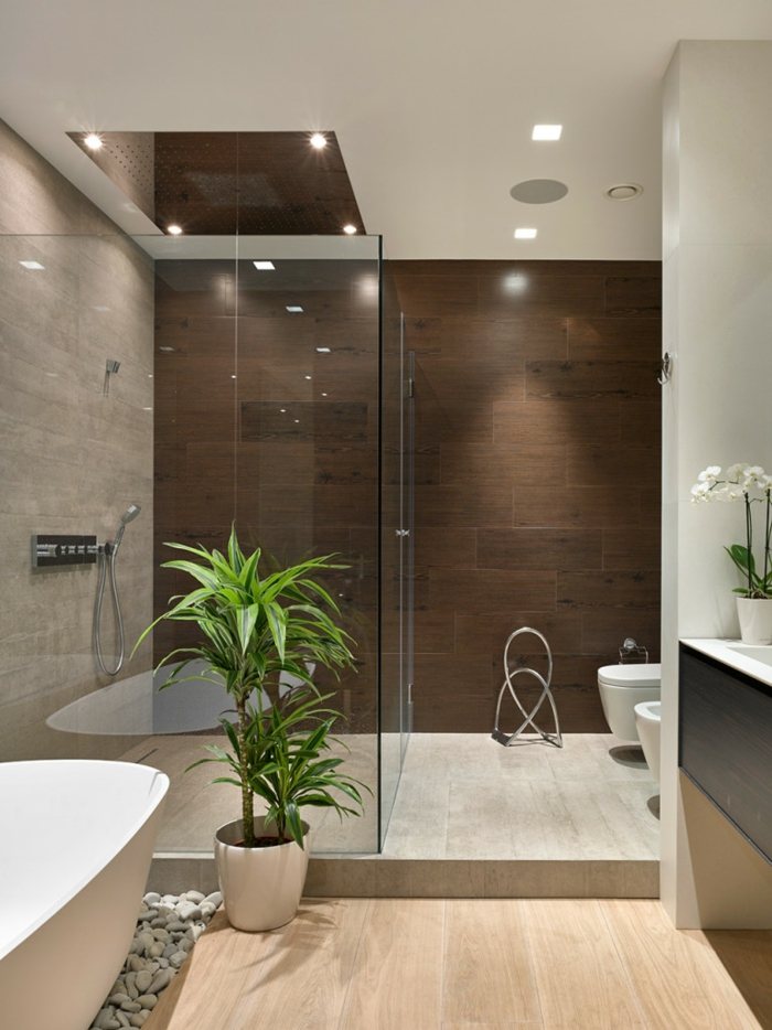 badrum design lägenhet brun kakel duschkar