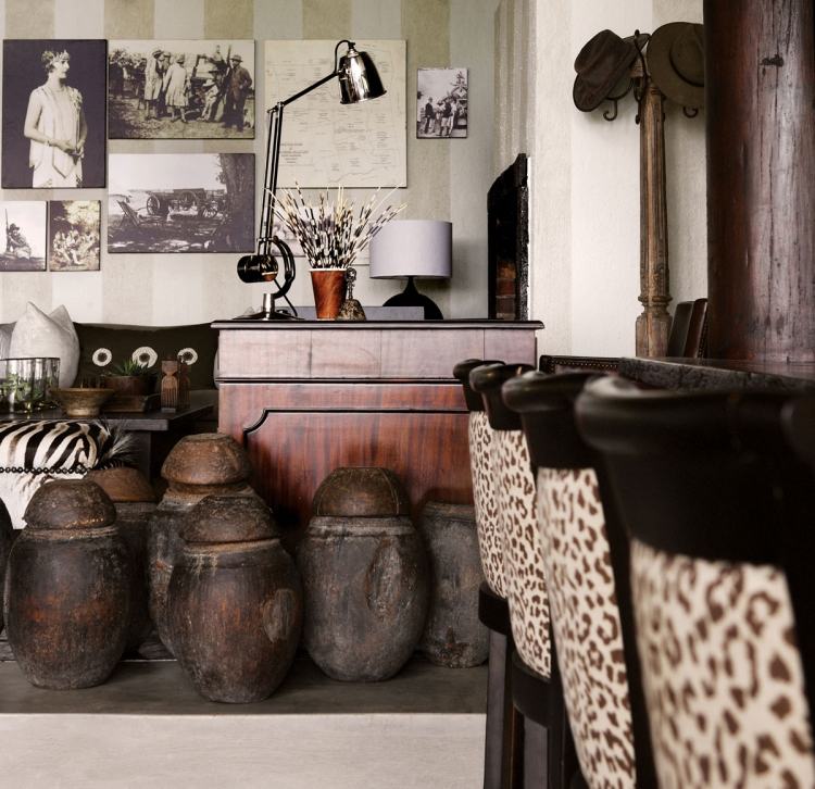 lägenhet-inredning-idéer-afrika-look-wood-vintage-deco-bilder-vägg