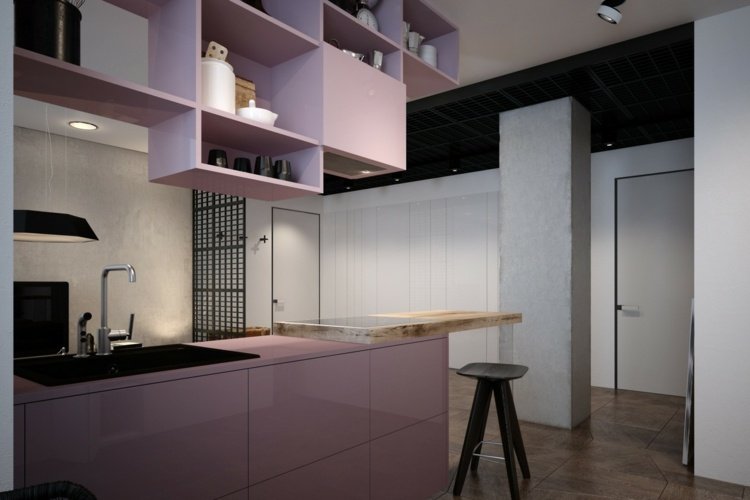 färgidéer platt vit vägg köksskåp lavendel diskret pastell