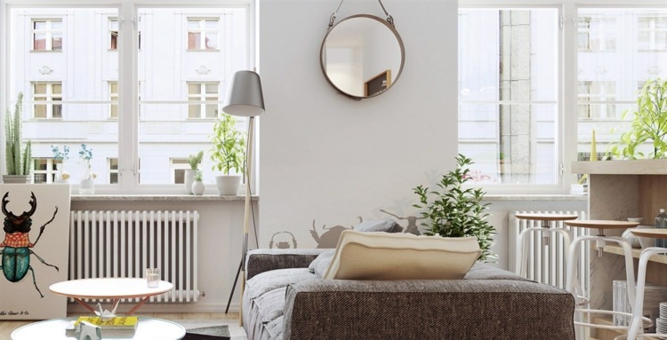 design-lägenhet-växter-dekoration-värme-golvlampa