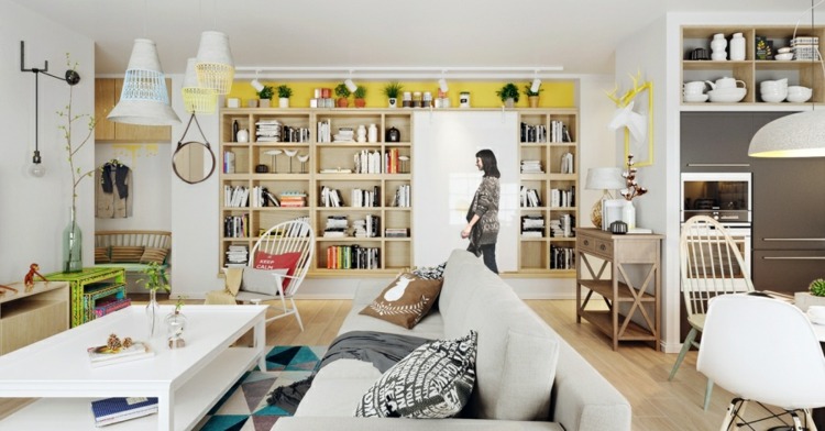 design-lägenhet-natur-toner-möbler-färg-lampa-sidobord