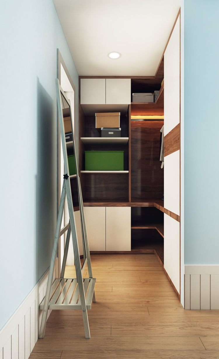 design-lägenhet-walk-in-closet-lagring-utrymme-idéer-stege-hörn skåp