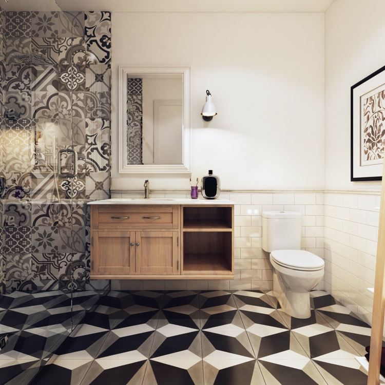 design lägenhet badrum-geometriska-kakel-design-lapptäcke-dusch