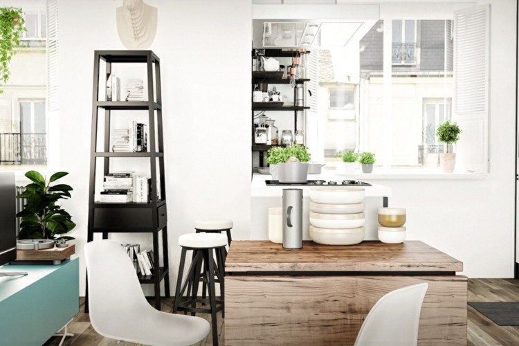 design-platt-svart-möbler-spegel-skandinavisk-interiör-trä-bord