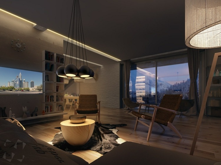 design-lägenhet-belysning-original-hängande-lampor-svart-stol