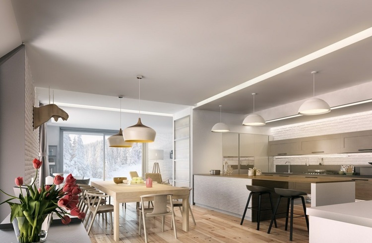 design-lägenhet-ljus-trä-laminat-skandinaviskt-kök-samtida