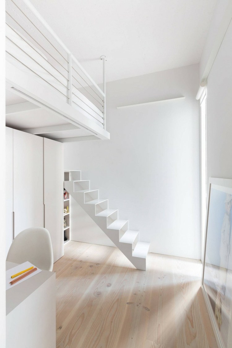 industriell stil lägenhet loft design trappor parkett