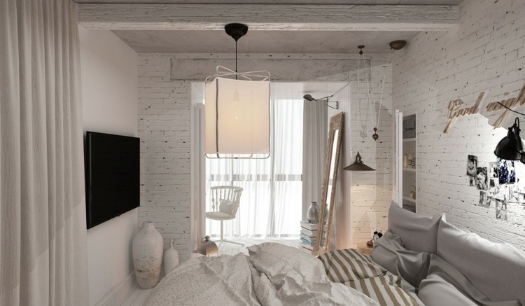lägenhet med feminin inredning design komfort sovrum vit grå