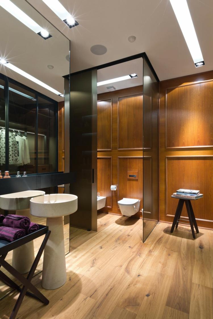 lägenhet gul grå inredning toalettkabin modern design