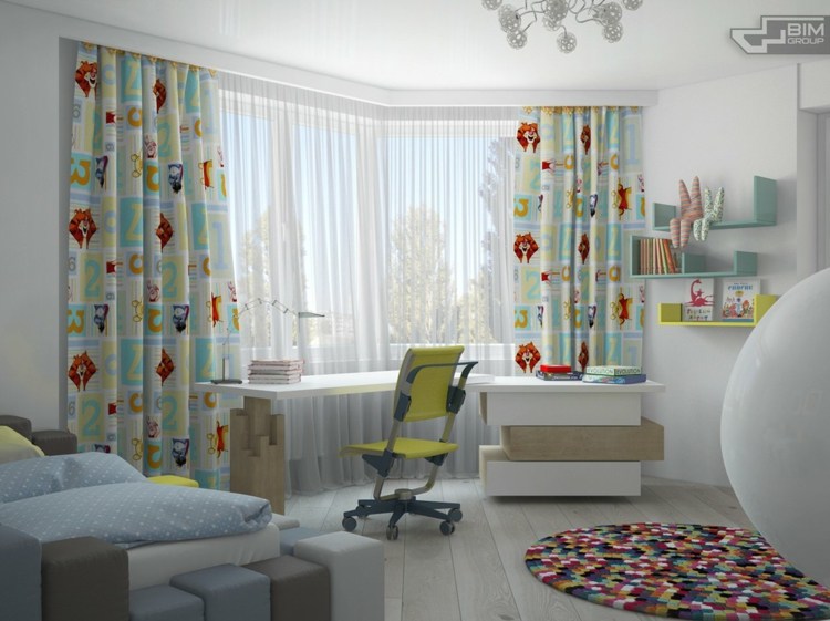 grå lägenhetsmöbler barnrumsdesign matta färgglada