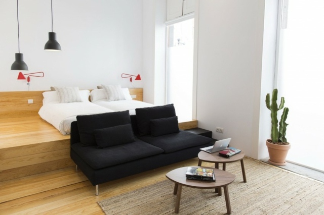 Loft-lägenhet-med-sov-område-och-vardagsrum-på-nivåer