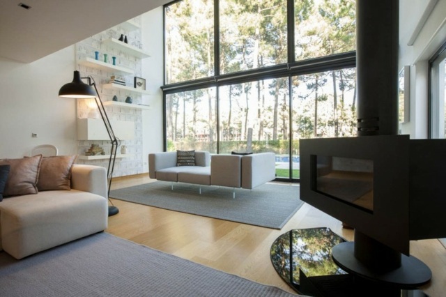 Eldstad-grå-mattor-trä-golv-och-vägg-av-glas-två-våningar